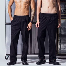 Cozinhe calças soltas cozinha catering poliéster baggy chef calças workwear uniforme cozinha restaurante uniforme cozinhar pant S-3XL
