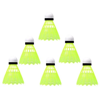 

6PCS Badmintons Yellow/White Medium Speed Nylon Frill ball Useful Durable