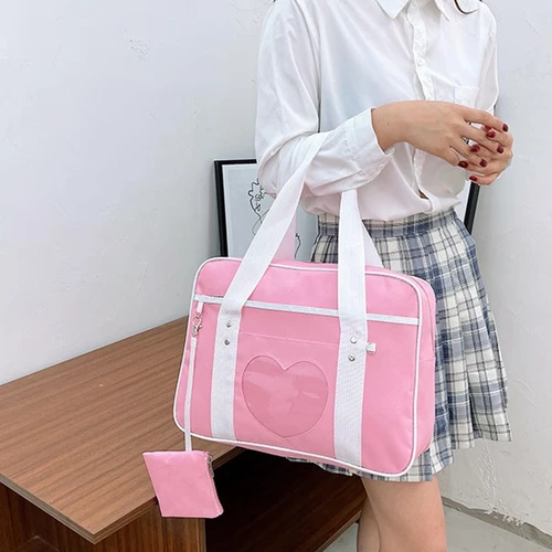 일본 Preppy 스타일 유니폼 숄더 가방 경량 캐주얼 소녀 로리타 짐 핸드백 대용량 토트 패션 학교 가방 3