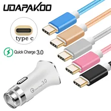 QC 3,0 Быстрая зарядка быстрое автомобильное зарядное устройство адаптер usb type C кабель для huawei p9 p10 p20 P30 lite mate 20 10 pro Honor 10 Nokia 8 7