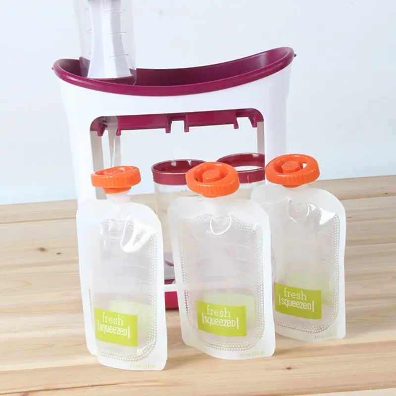 

Children Puree Squeezer Household Fruit Juice Dispenser Manual Baby Food Supplement Storage Bag Container X5XE
