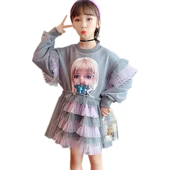 

Spring Autumn Kids Medium-Length Cartoon Print Female Sweatshirt for Teen Girls Novelty 2020 Cotton Clothes for Girls Age 8 Year