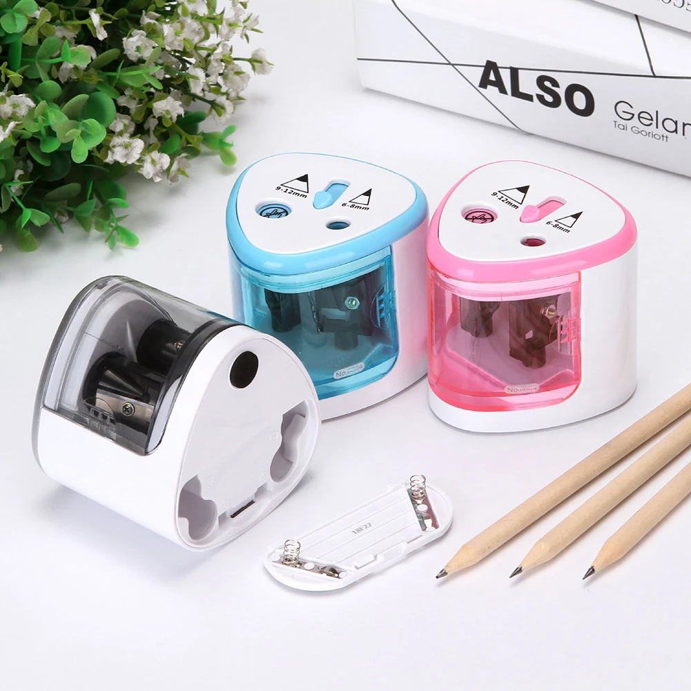 Dual Holes Battery Automatic Electric Pencil Sharpener School Office Stationery