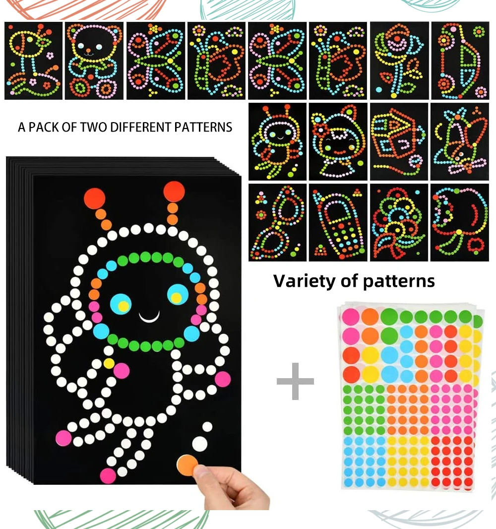 Children DIY Cartoon Dot Puzzle Colorful Cute Animal  Learning Early Education Toys Primary Mosaic Sticker Games for Kids Gifts