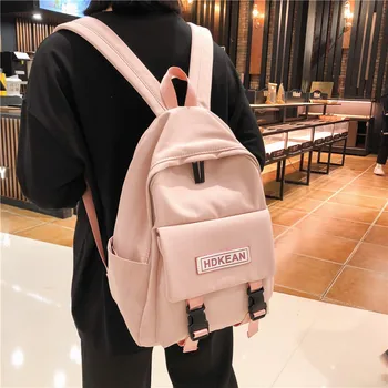 

Solid Nylon Backpack For Teenagers Women Casual Large Capacity School Bag Simple Designer College Wind Travel Backpack Mochila