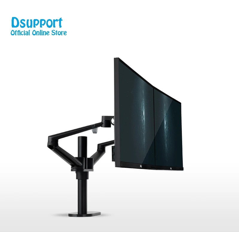 Black Алюминиевый сплав lcd светодиодный двойной рычаг-держатель монитора кронштейн 360 градусов Поворотный компьютер стойка-держатель для монитора OL-2 - Цвет: Black