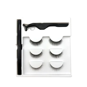 

3D multi-layer self-adhesive false eyelashes eyeliner tweezers set fashion soft magic multi-function makeup tool