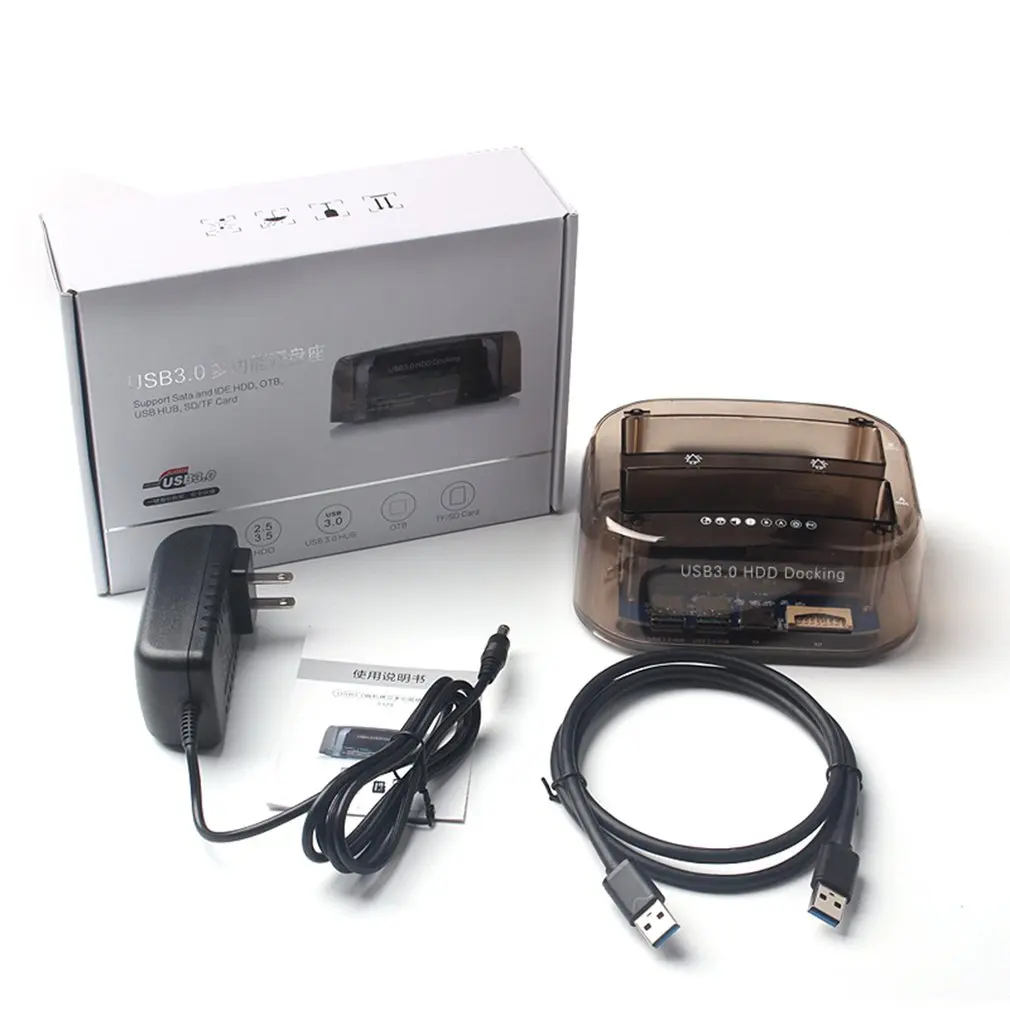 USB 30 a SATA Dual Bay estación de acoplamiento de disco duro externo para 25/35 pulgadas HDD SSD d