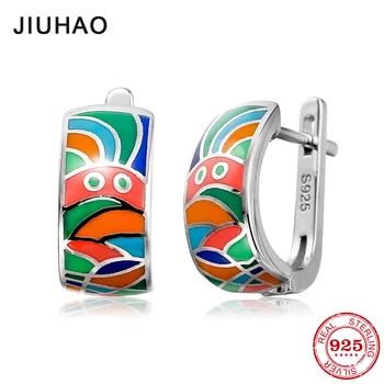 

925 Sterling Silver Earring clip Fashion colorful like animation animal Earrings for women luxury Party Jewelry Enamel