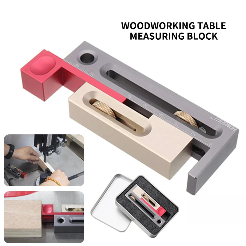

Table Saw Slot Adjuster Mortise and Tenon Tool Woodworking Movable Measuring Block Length Compensation Saw Slot Regulator