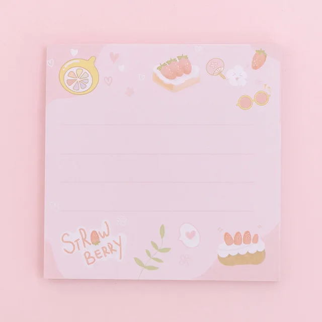 80Page Mint Rabbit Sticky Notes Cute Bunny Student Cartoon Can Tear Memo Pads Kawaii Stationery Office School Supplies Notebook 9 Strawberry party