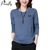 Hot Sale PEONFLY Fashion 2020 Spring Summer Women T Shirts O Neck Loose Long Sleeve Tee Embroidery Retro Harajuku Shirts Female Tops 4000493884713