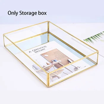 

Fruit Dessert Makeup Storage Tray Decorative Perfume Bathroom Plate Nordic Style Home Jewelry Display Rectangle Glass Organizer