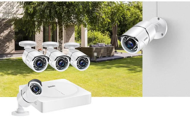 ZOSI Paquete de 4 cámaras de seguridad para el hogar 1080P 1920TVL para  exteriores e interiores, visión nocturna, IP66 resistente a la intemperie  2MP