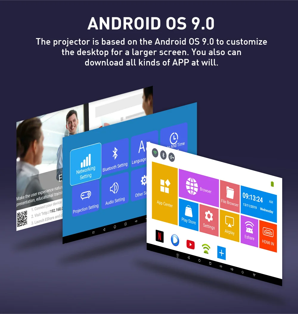 2020 DLP P09 мини портативный Android 9 0 Мини проектор домашний кинотеатр поддержка 4K