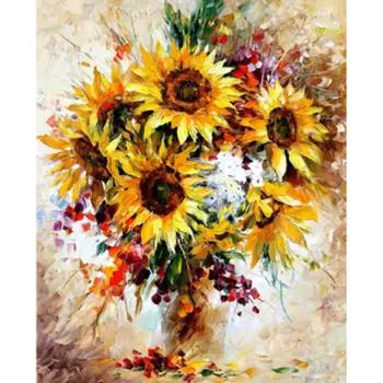 

LIXF photo color Sunflower Diy Digital Painting By Numbers Picture Modern Wall Art Hand Painted Oil Painting For Home