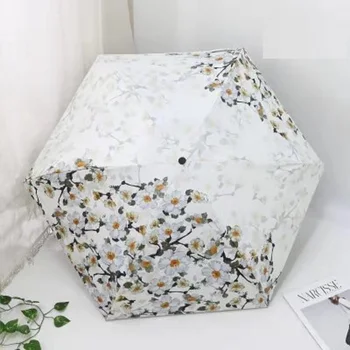 

Pocket Mini Automatic Umbrella Windproof And Durable 5 Fold Umbrella Flat Head Portable Portable Umbrella Uv Umbrella Lily Print