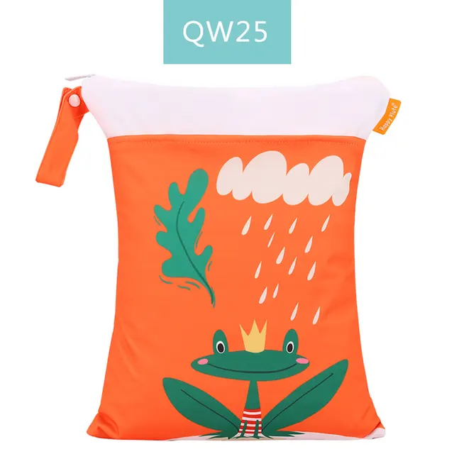 HappyFlute Baby Diaper Bags Double Zippered Wet/Dry Bag Waterproof Wet