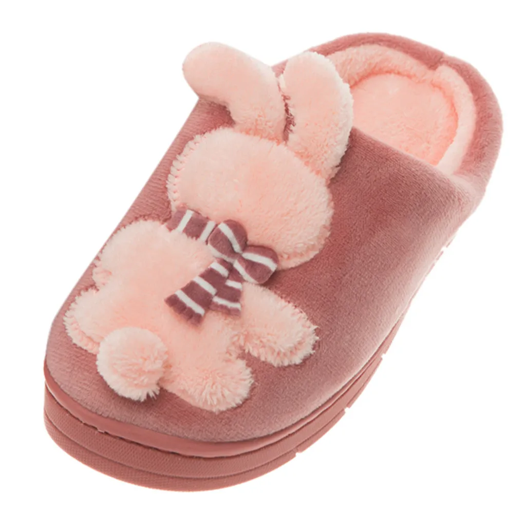 Детские тапочки для мальчиков и девочек; домашняя обувь с рисунком кролика для девочек; зимние домашние тапочки для мальчиков; теплые бархатные ботинки;# C - Цвет: Коричневый