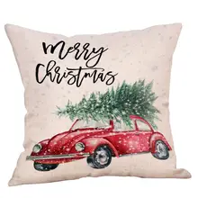 Navidad Merry Christmas наволочка для подушки льняная с принтом рождественской елки наволочка для дивана автомобиля велосипеда дома декоративная 45x45 см