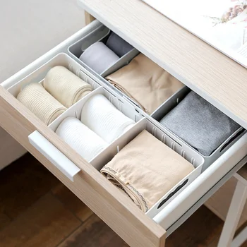 

Household Retractable Drawer Storage Box Desktop Storage Box With Partition Sundries Underwear Container