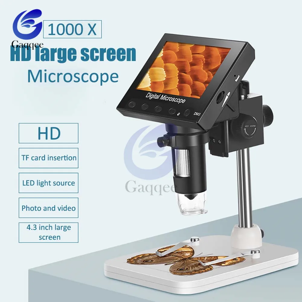 Microscópio eletrônico com tela lcd de 200 ", 800x, 1000x, 30w/4.3 w