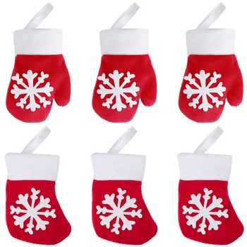 

Hemoton 12PCS Christmas Silverware Holders Christmas Glove Sock Party Decorations Snowflake Tableware Cutlery Candy Pouch Bag Ha