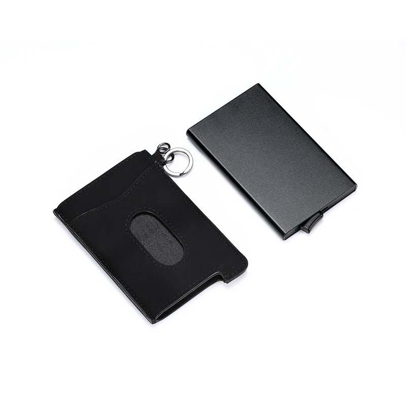 Высокое качество Rfid держатели для кредитных карт мужской кошелек Бизнес-держатель для карт чехол тонкий карман для денег сумка безопасности смарт-кошелек автоматический - Цвет: Black B
