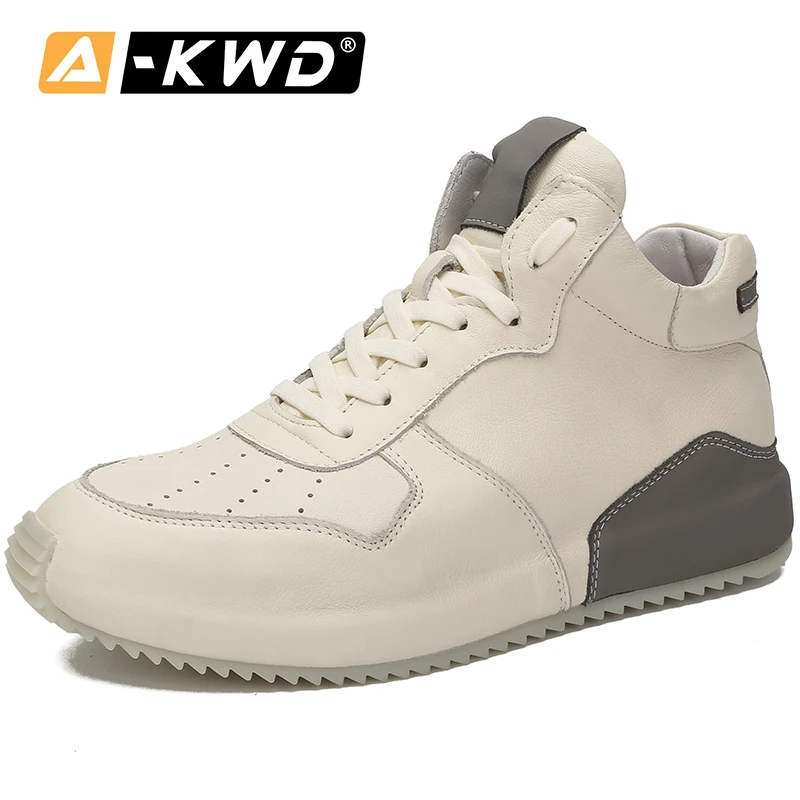 New Men Casual Shoes Fashion Black Designer Shoes Genuine Leather Shoes High Top Men Sneakers Chausure Homme Luxury Sneakers Men