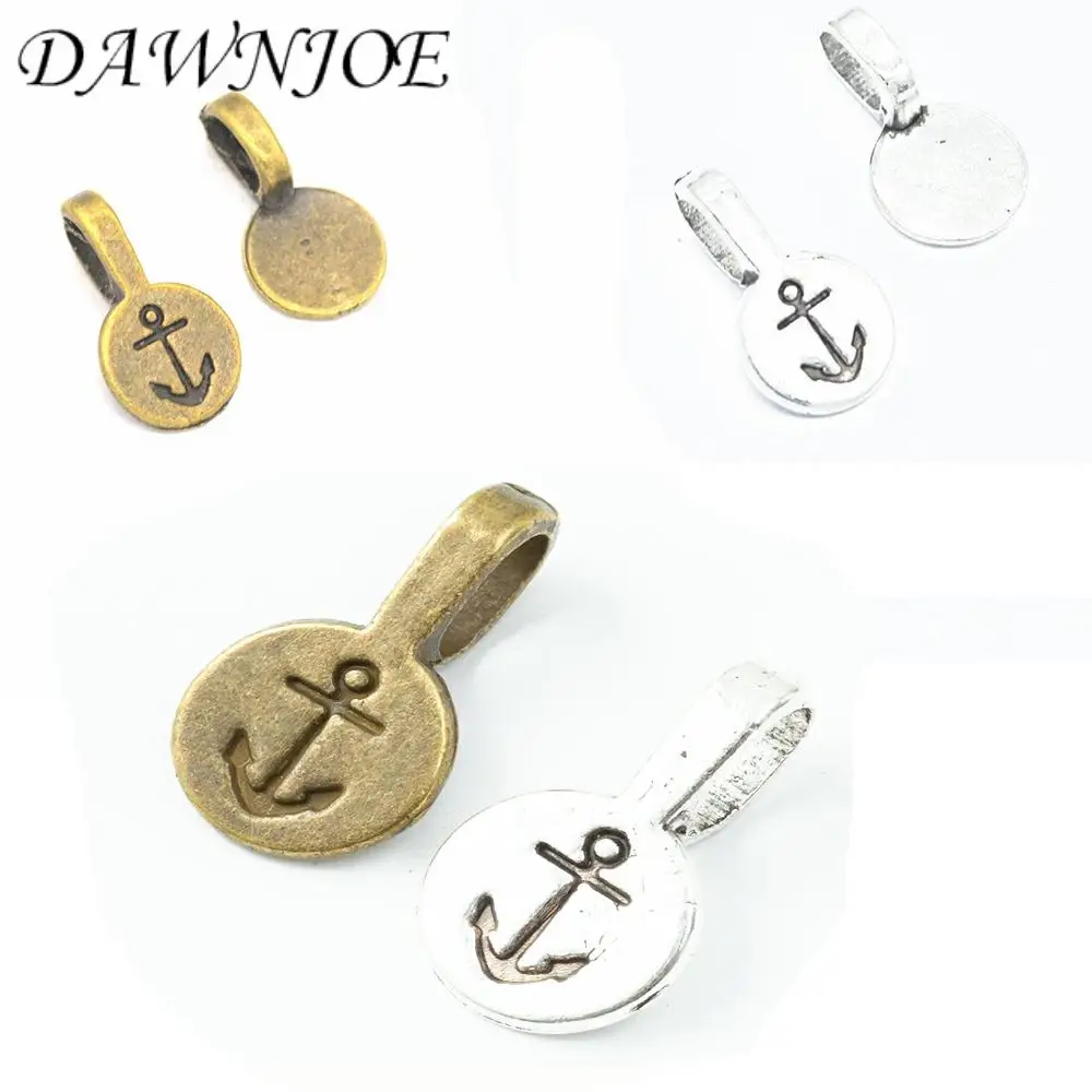 

20pcs 18x10mm Vintage Round Alloy Anchor Mark Connector Glue Paste on Jewelry Bails DIY Making Pendants Cabochon jewelry Finding