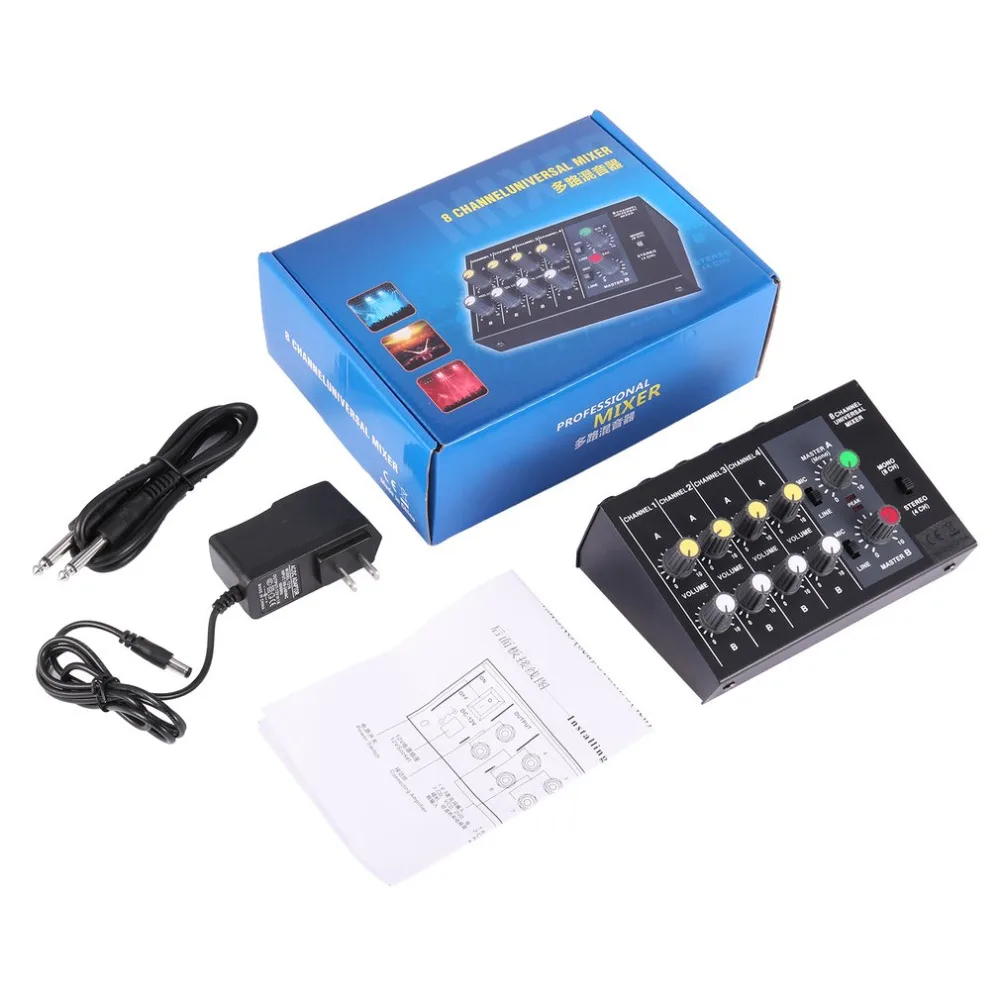 8 Channel Digital Mixing Console Karaoke Universal Mixer Console Mono/Stereo Microphone Mixer Console Adjusting Panel