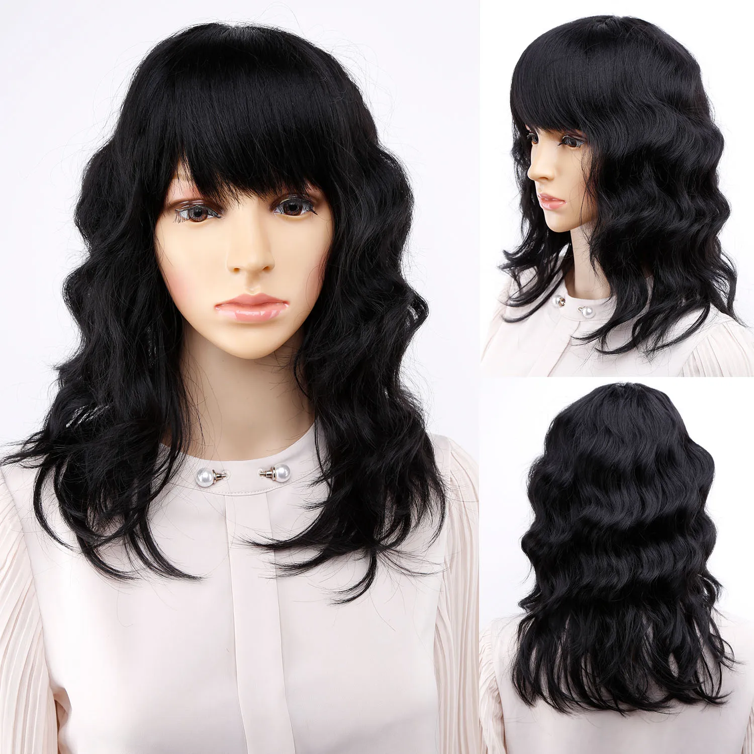 Amir Bob Wig Synthetic Mixed Color Black Mix Dark Brown Wigs For
