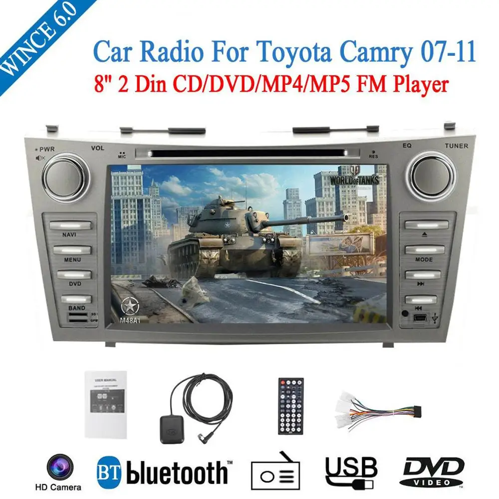 2 Din " WINCE 6,0 мультимедиа автомобильный DVD gps навигатор для Toyota Camry 2007 2008 2009 2010 2011 стерео радио, SD, USB TF