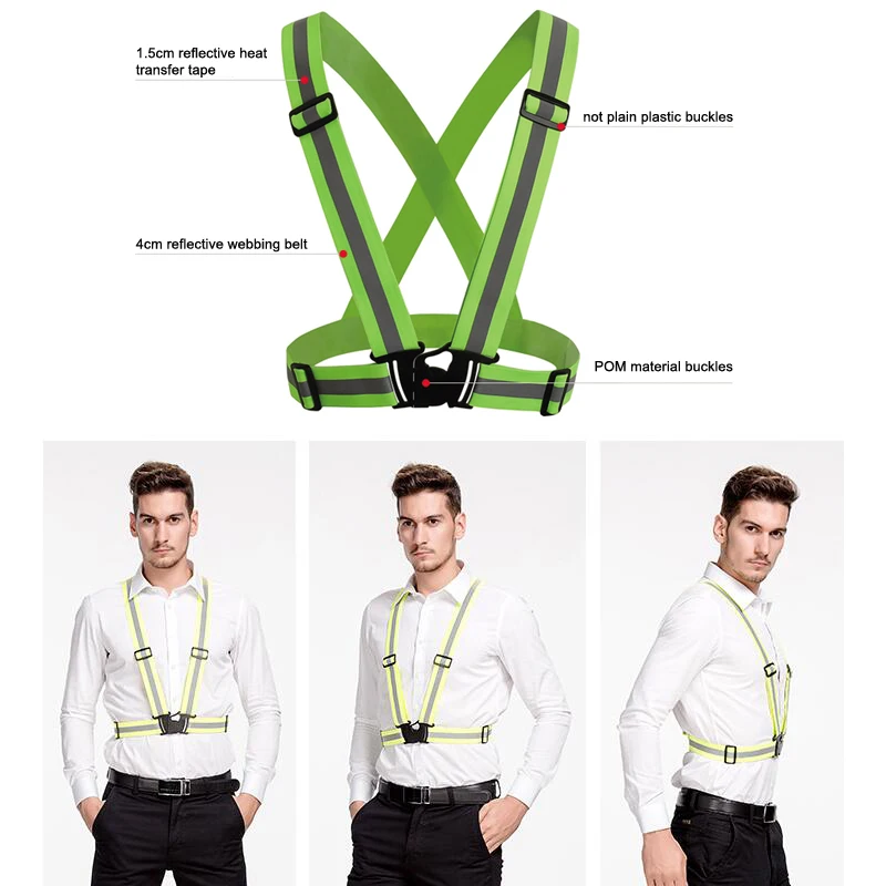 Adjustable Safety Security High Visibility Reflective Vest Gear Stripes Night Running