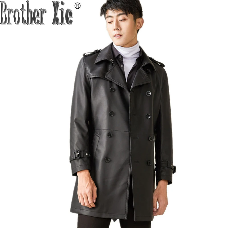 

Genuine Leather Jacket Men Windbreaker Long Coat 2020 Autumn Winter Jacket Men Sheepskin Coats MG-1801041 MY1465