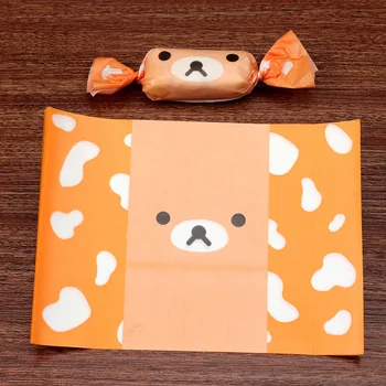 

500pcs/lot Orange Frosted White Clouds Fleck Birthday Party MINI Gift Wrapping Paper Cartoon Bear Face Nougat Packaging Wrap