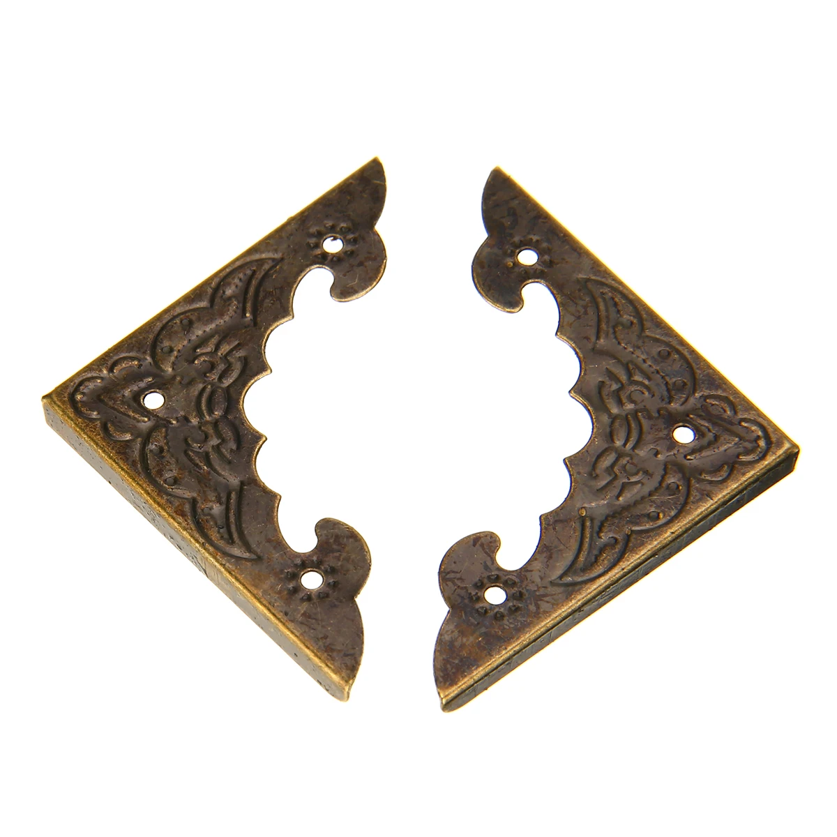 12Pcs Decorative Bat Shape Wood Case Corner Protector Antique Brass Jewelry Gift Box Corner Foot Metal Guard Corners with Screws