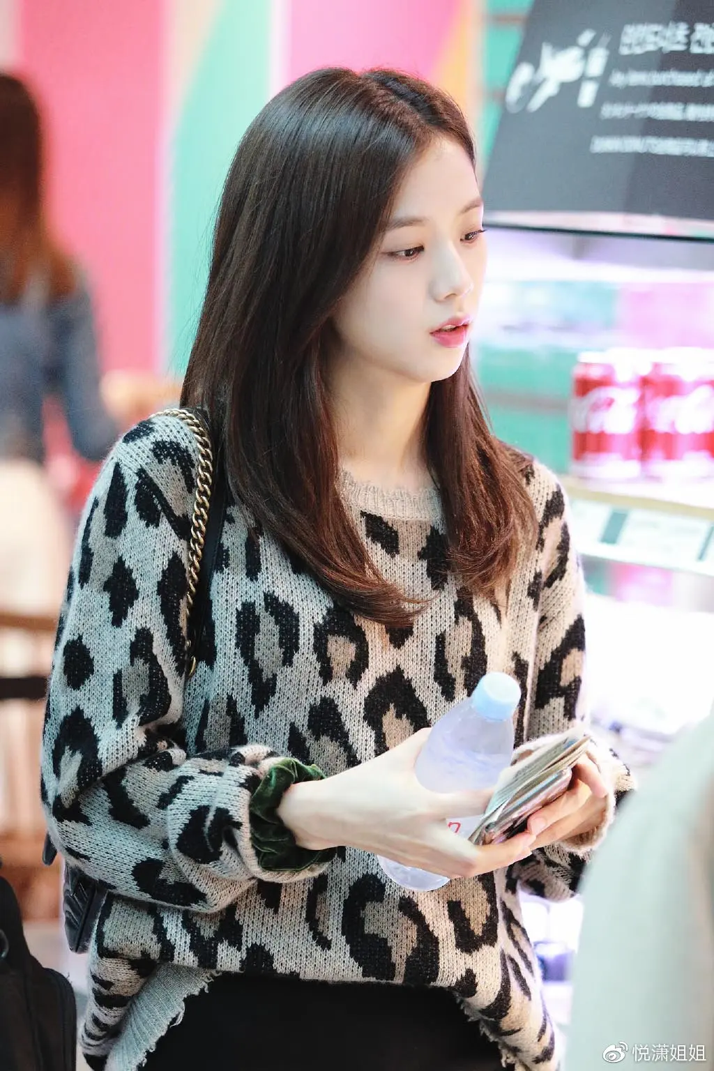 1 Kpop Черный Розовый jisoo осенний модный Леопардовый Теплый вязаный свитер женский корейский уличная одежда повседневные женские свитера с круглым вырезом - Цвет: 1