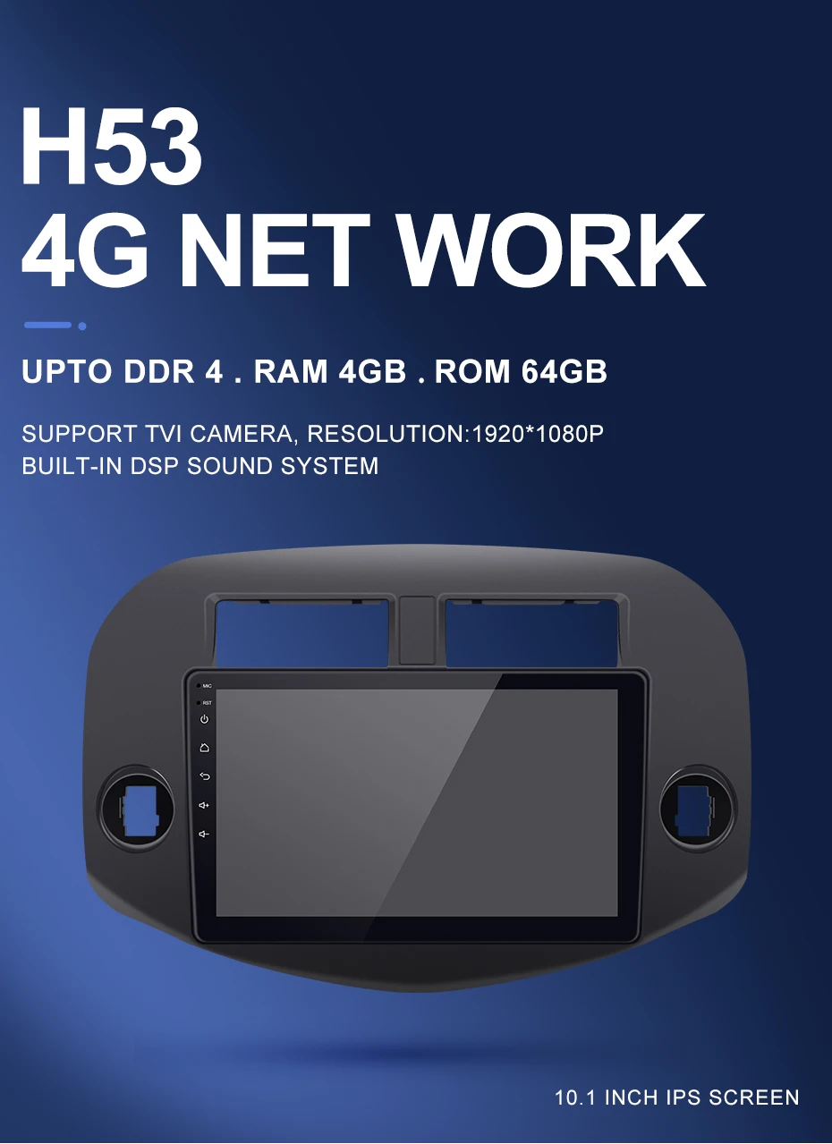 Excellent Isudar H53 4G Android 1 Din Auto Radio For Toyota/RAV4 2007-2011 Car Multimedia 8 Core RAM 4GB ROM 64GB GPS DVR Camera IPS DSP 2