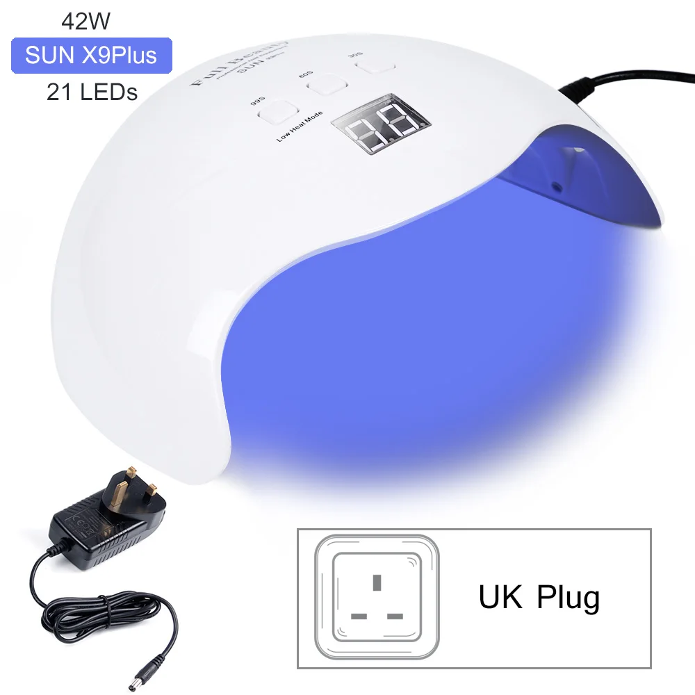 72 Вт УФ-лампа для ногтей, светодиодный светильник для лечения всех гелей, лак для маникюра, Портативная Сушилка для ногтей, умная память, ЖК-дисплей, инструмент JISUN X2plus - Цвет: SUN X9Plus UK Plug