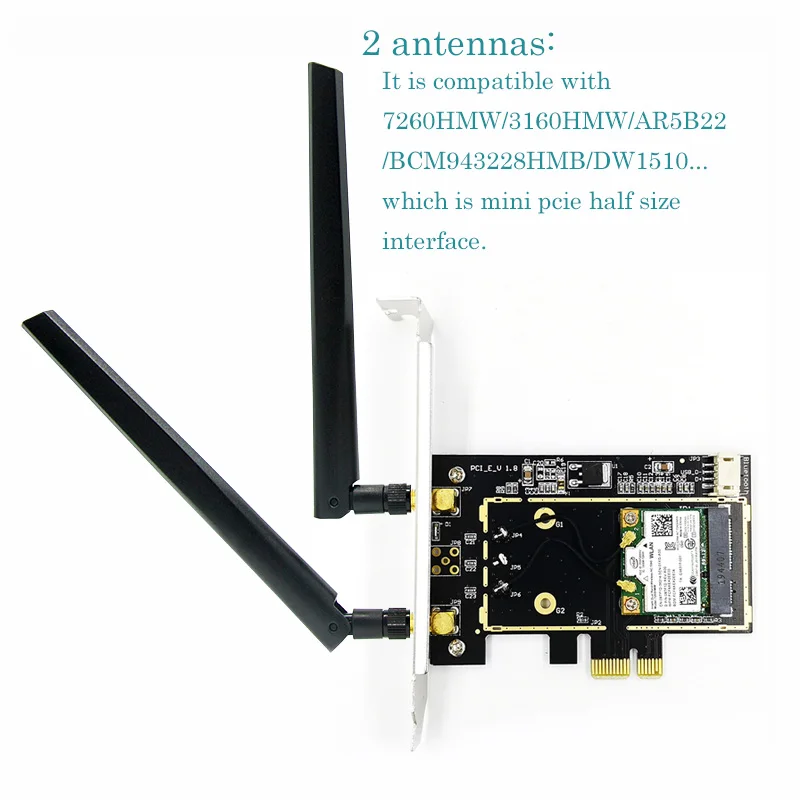 Wireless Wifi network card Mini PCIE full / half size to PCI-E 1X 4X  desktop adapter 2 antennas computer - AliExpress