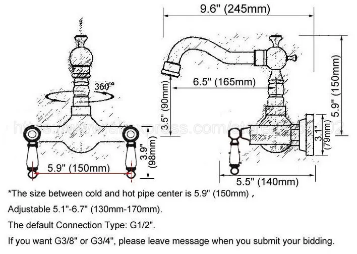 Basin Faucets Oil Rubbed Bronze Bathroom Kitchen Faucet Swivel Wall Mounted Dual Handle Hot Cold Mixer Taps znf868