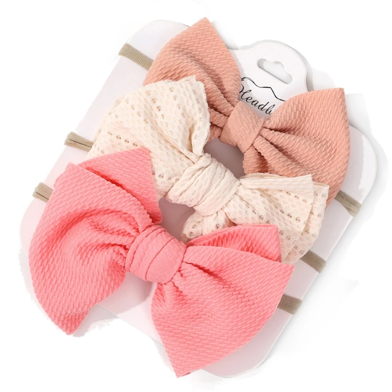 3 Pcs/Set Baby Girls Lovely Bow Hairband Elastic Wide Headband Stretch Knot Bandanas Turban Headdress Clothing Accessory accessoriesbaby eating  Baby Accessories