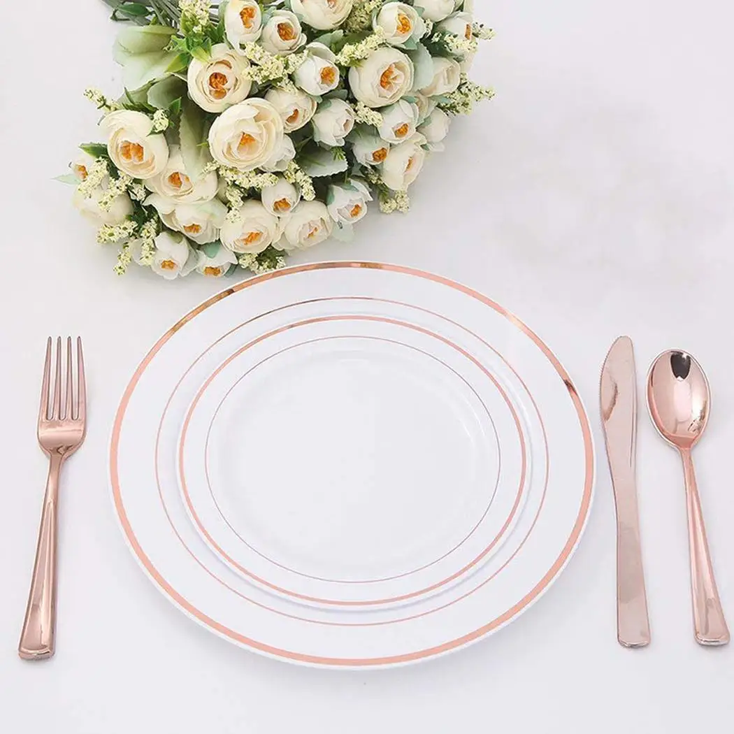 Одноразовые пластиковые тарелки, круглые тарелки, поднос для свадьбы, 7,5 дюймов, 9 дюймов, вечерние принадлежности, свадебные, вечерние, современные товары для дома
