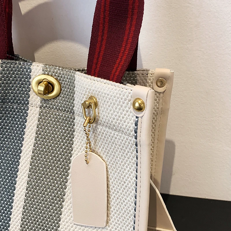 Canvas Bags for Women Women's Big Capacity Purses Stripe Handbag Designer Tote Shopper Shoulder Bag Crossbody Bag