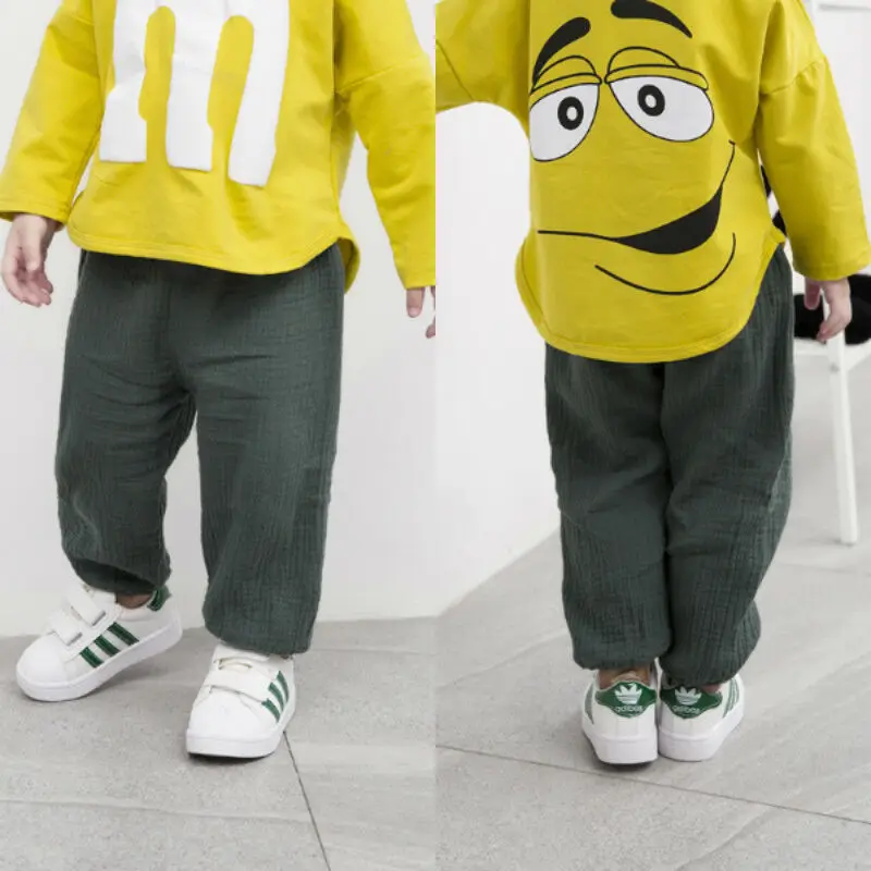 Baby Pants Wrinkled Cotton Vintage Bloomers Trousers Legging Solid Pants 6M-4T Toddler Infant Child Girls Boy Pants