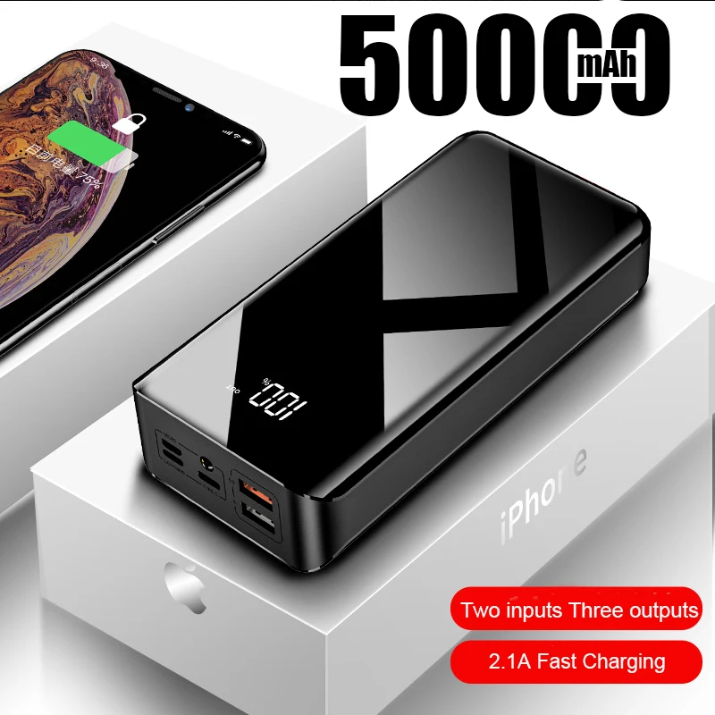 

50000mAh Power Bank USB Outdoor Powerbank Portable External Battery With LED Display Portable Charger For Xiaomi For iPhone