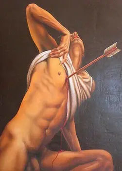 

Brave man arrow, artist's perfect hand drawn modern style interest oil painting on canvas