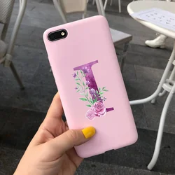 Chic Alphabet Flower Silicone Phone Case - Soft Touch Black Pink Matte TPU Cover for iPhone 6 6 s (Letter - pink - I)