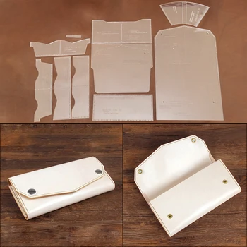 

DIY Business Long Wallet Leather Acrylic Templates Set Leather Tools Hand Holding Wallet Pattern Handmade leather Craft